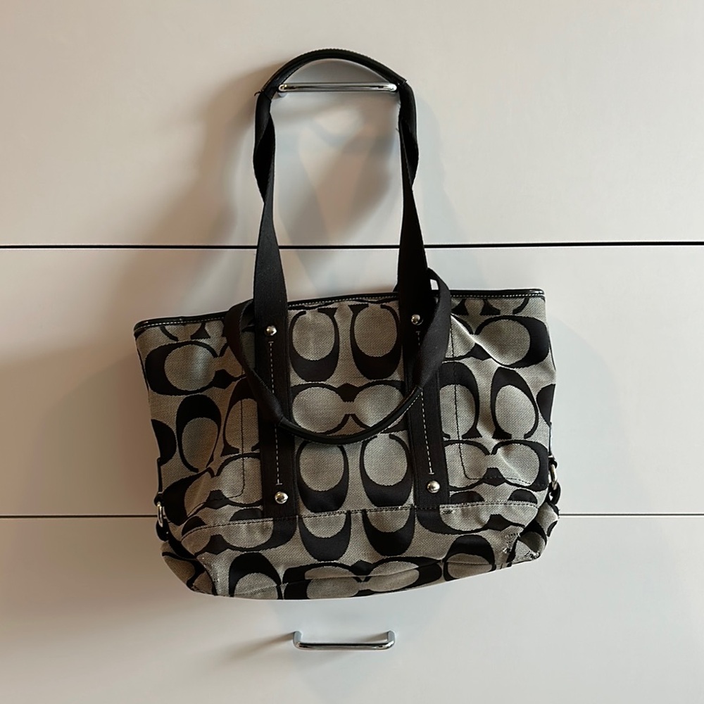 Coach Black and Gray Signature Tote Bag
